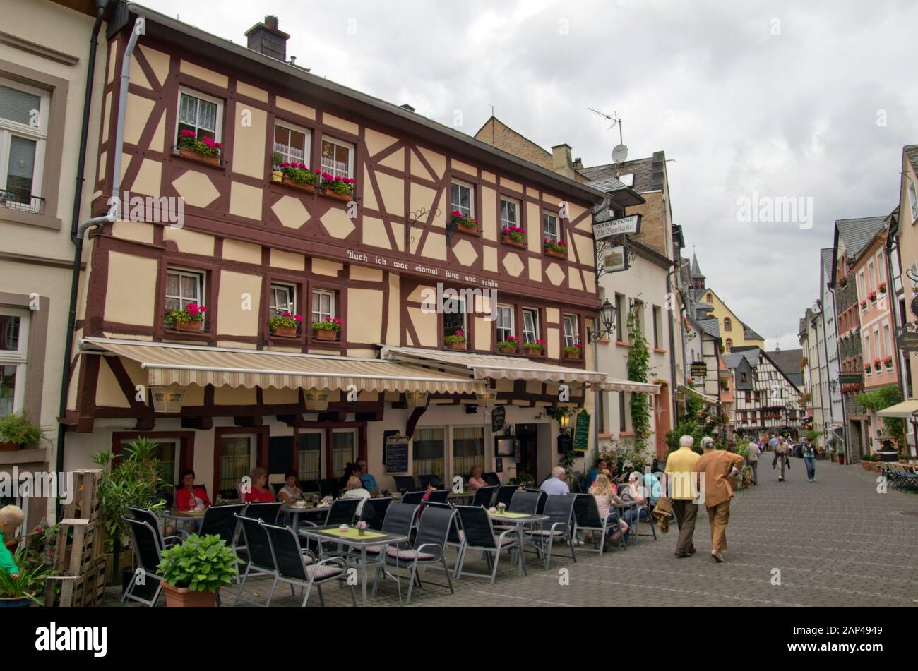 Piesport, timber framed buildings Stock Photo