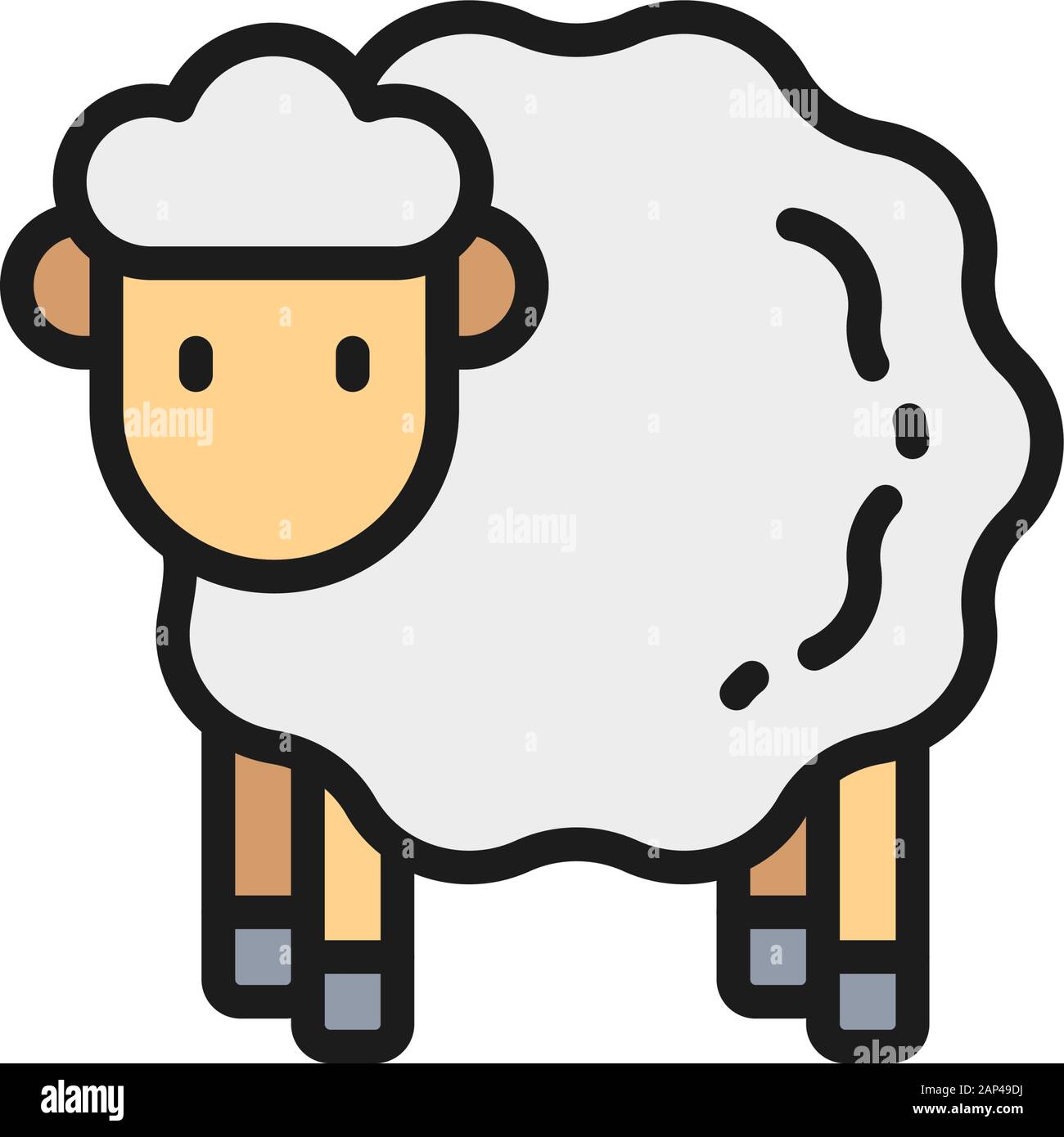 Vector sheep, lamb flat color line icon. Isolated on white background Stock Vector