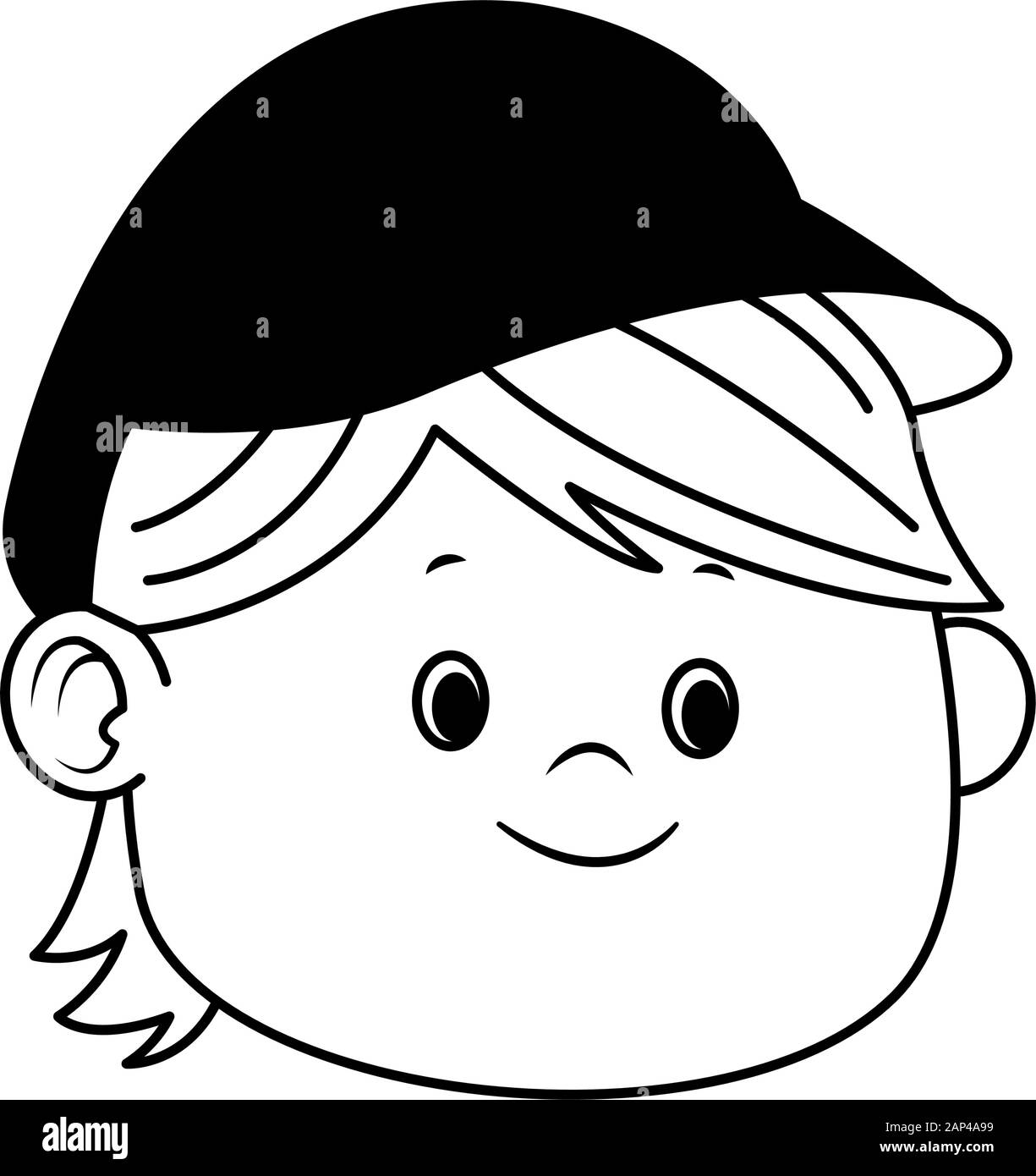Cartoon Boy Face Wearing A Cap Flat Design Stock Vector Image Art Alamy