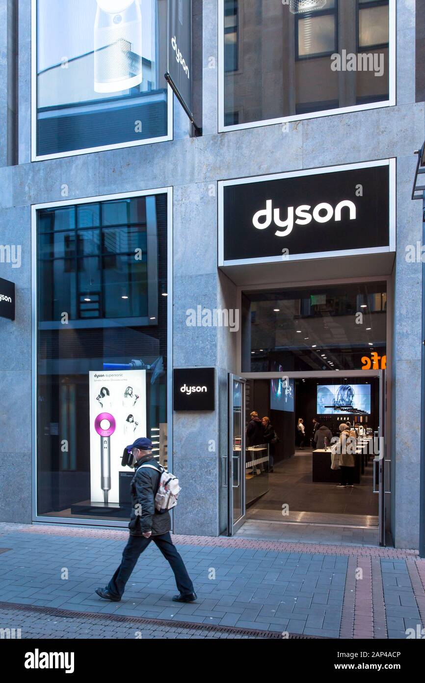 Dyson Demo Store on the shopping street Hohe Strasse, Cologne, Germany.  Dyson Demo Store in der Fussgaengerzone Hohe Strasse, Koeln, Deutschland. Stock Photo