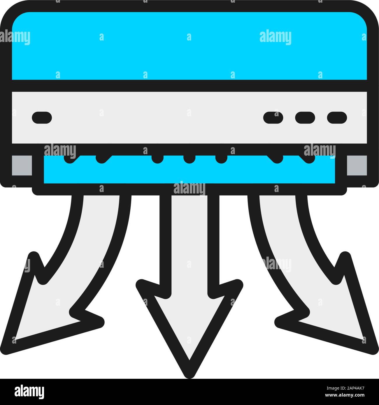 Air conditioning, smart climate control flat color line icon. Stock Vector