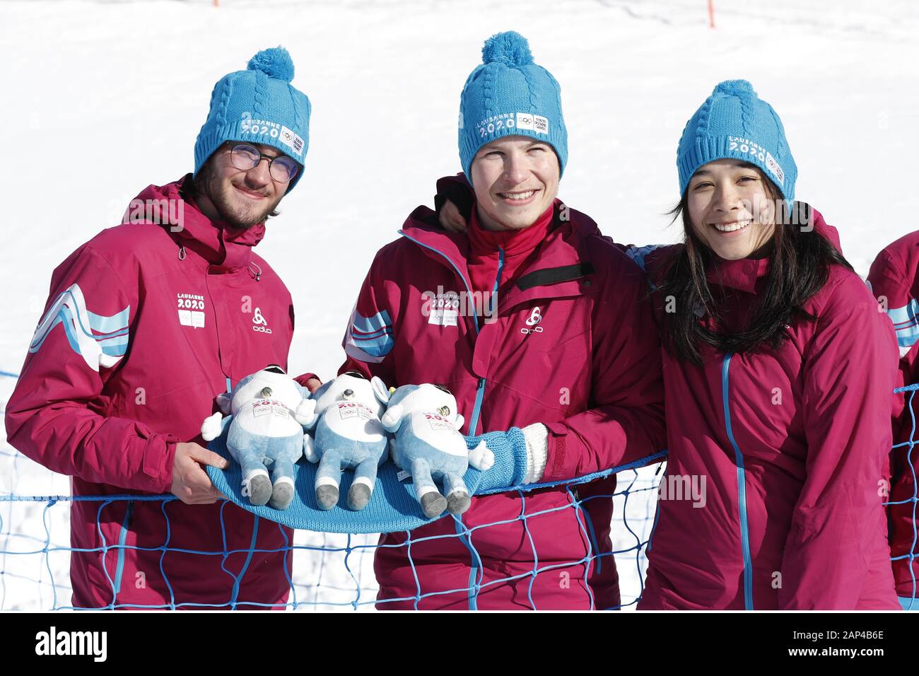 Leysin, Switzerland. 20th Jan, 2020. Mascots during the 3rd Winter Youth Olympic Games Lausanne 2020 Snowboard Women's Halfpipe at Leysin Park & Pipe in Leysin, Switzerland, January 20, 2020. Credit: AFLO SPORT/Alamy Live News Stock Photo
