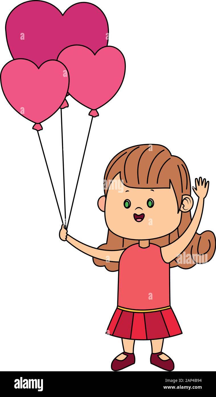 Happy girl with heart balloons icon Stock Vector Image & Art - Alamy