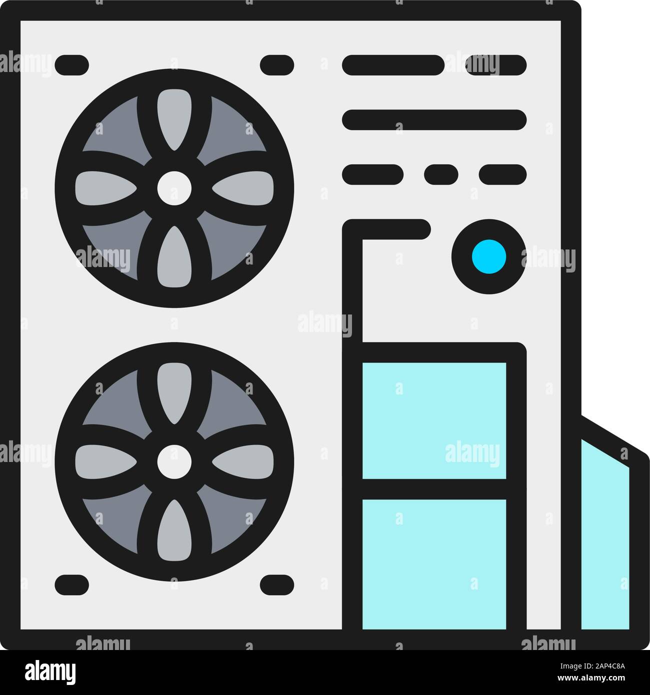 Vector multisplit system, air conditioner flat color line icon Stock