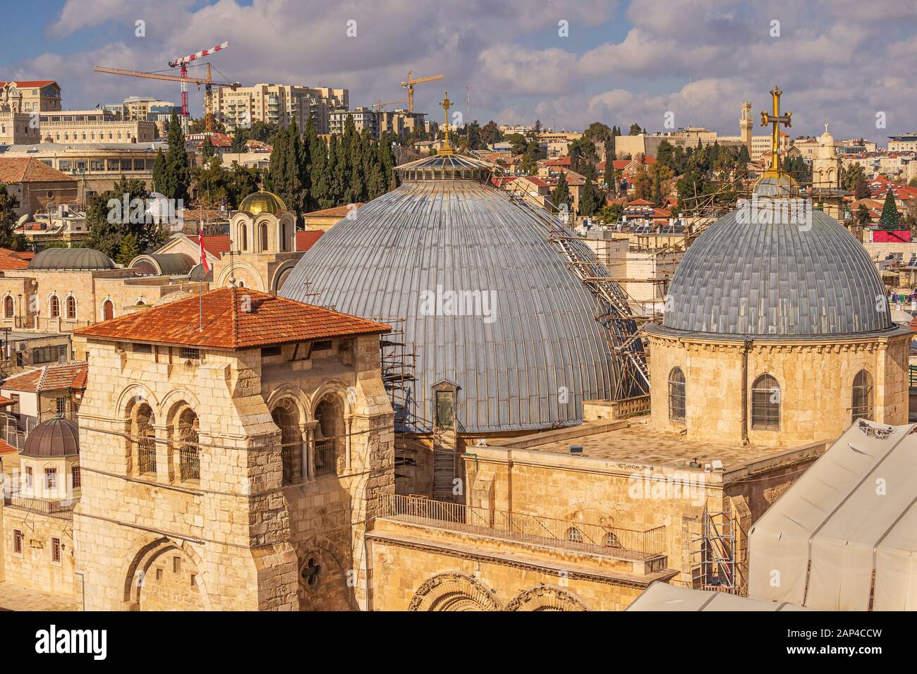 Aerial view of the Church of the Holy Sepulchre in Jerusalem Stock Photo