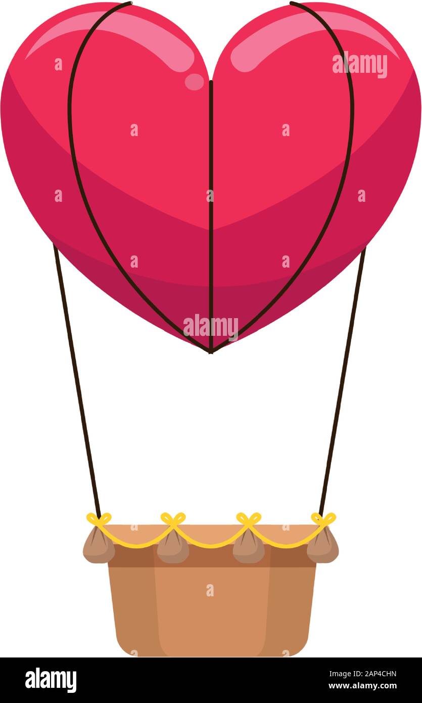 hot air balloon in heart shape, colorful design Stock Vector Image ...