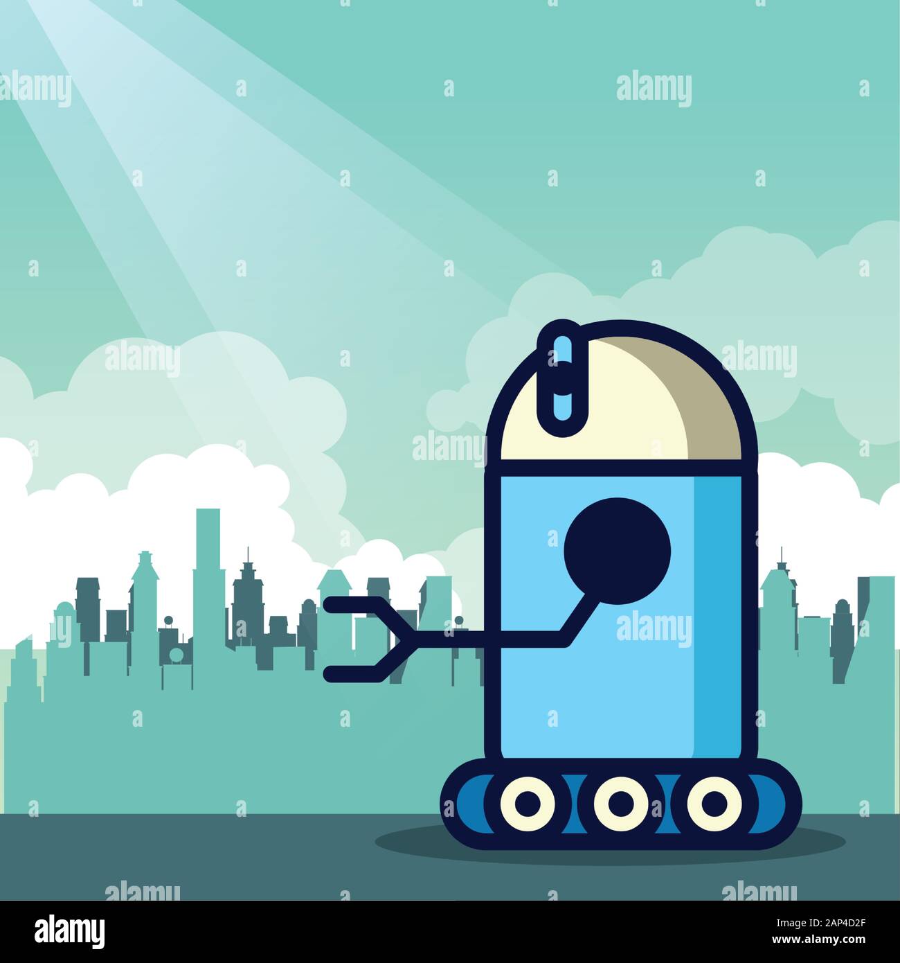 robot with wheel technology icon Stock Vector Image & Art - Alamy