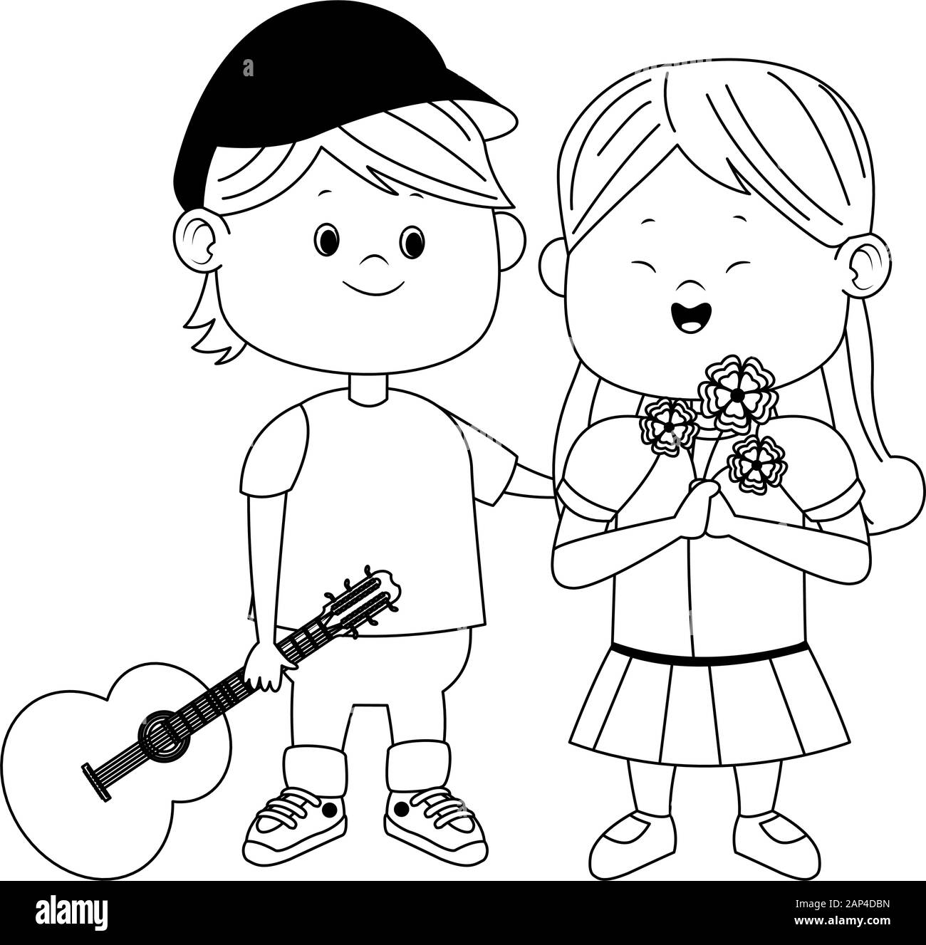 Little Couple Girl Boy Icon Cut Out Stock Images Pictures Page 3 Alamy