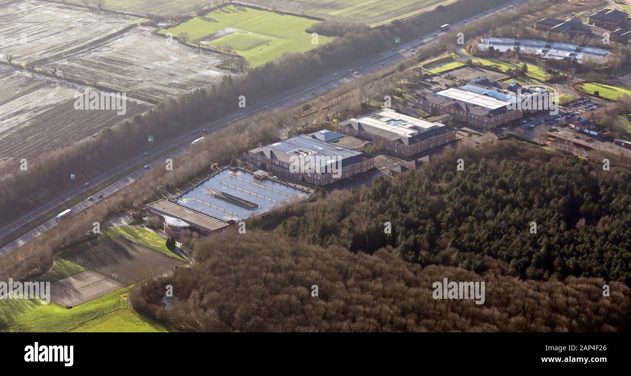 aerial view of Chester Business Park, Chester, Cheshire, UK Stock Photo