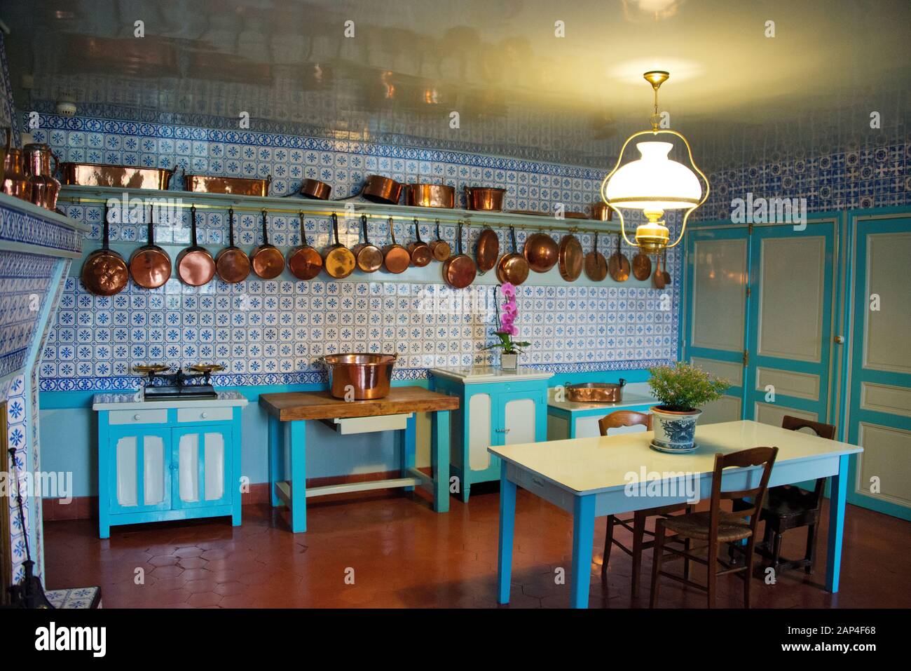 Claude Monet House Giverny Normandy France. Kitchen & Dining Area of