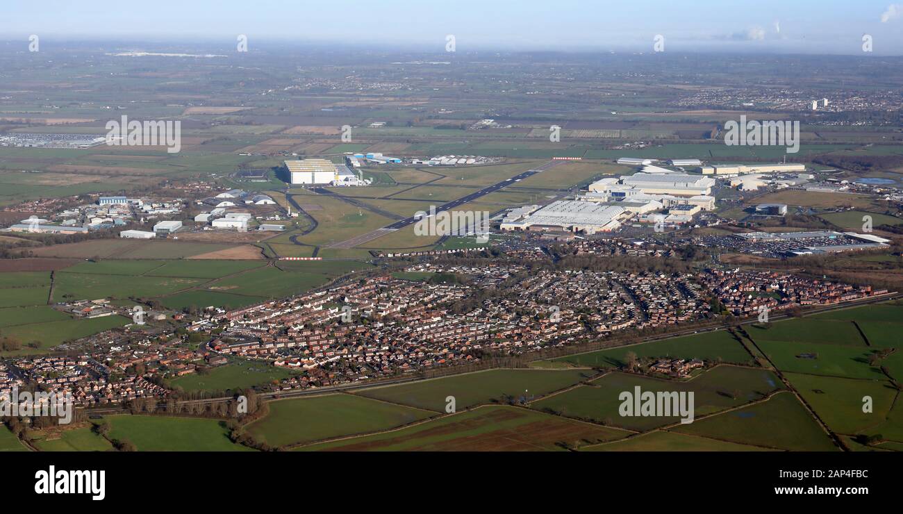 aerial view of Hawarden Airport near Chester, UK Stock Photo