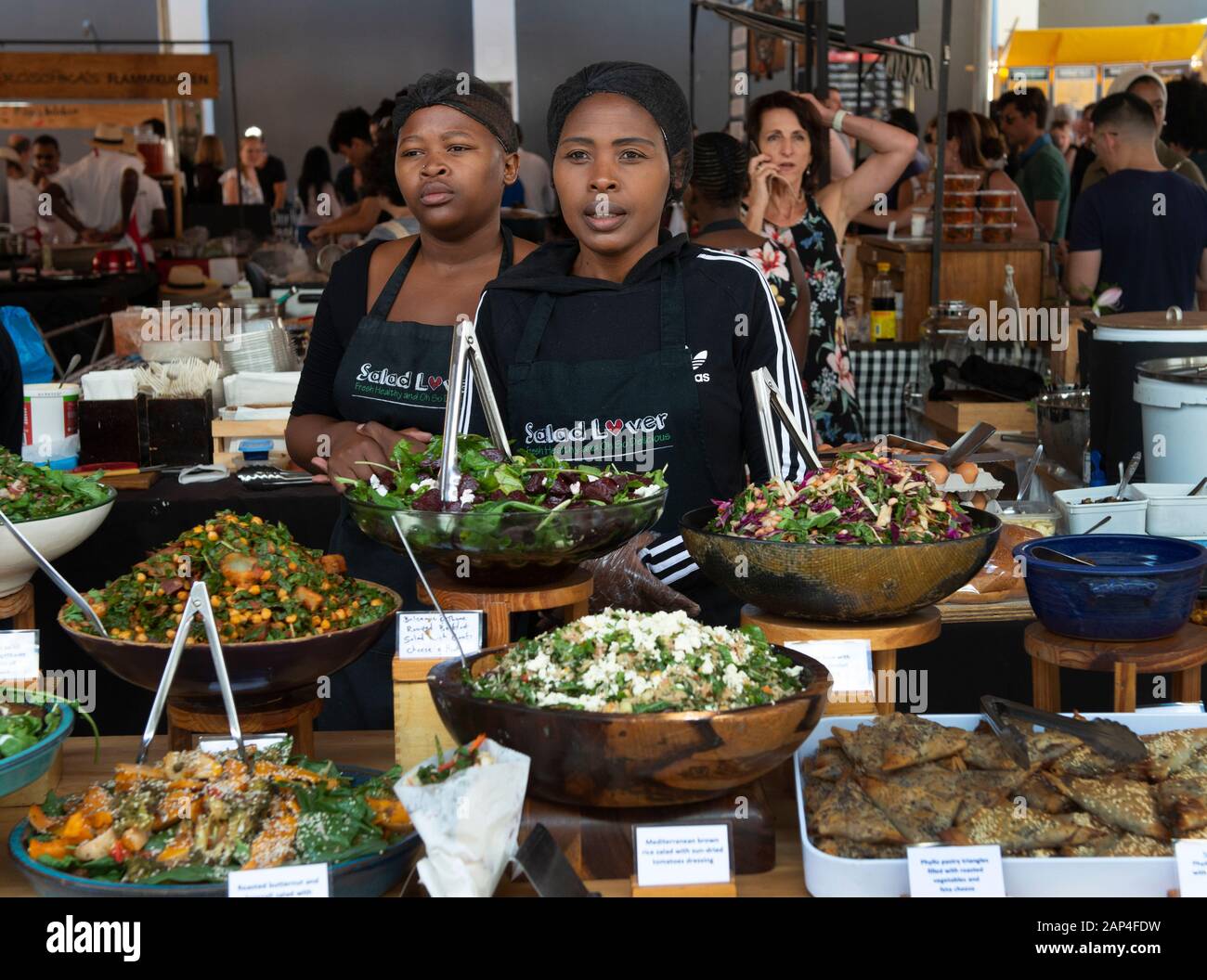 There are a lot of markets in Cape Town where pop up food stalls serve food to be eaten on open