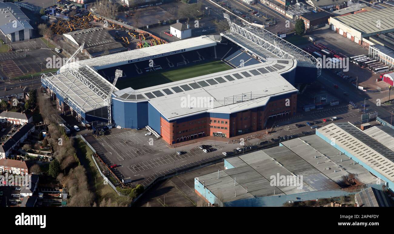 aerial view of West Bromwich Albion's Hawthorns Stadium, Birmingham Stock Photo