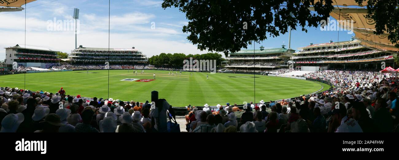 The second test SA v England in Newlands, the barmy army and a filled ground at this lovely location for test cricket in 2020. Stock Photo