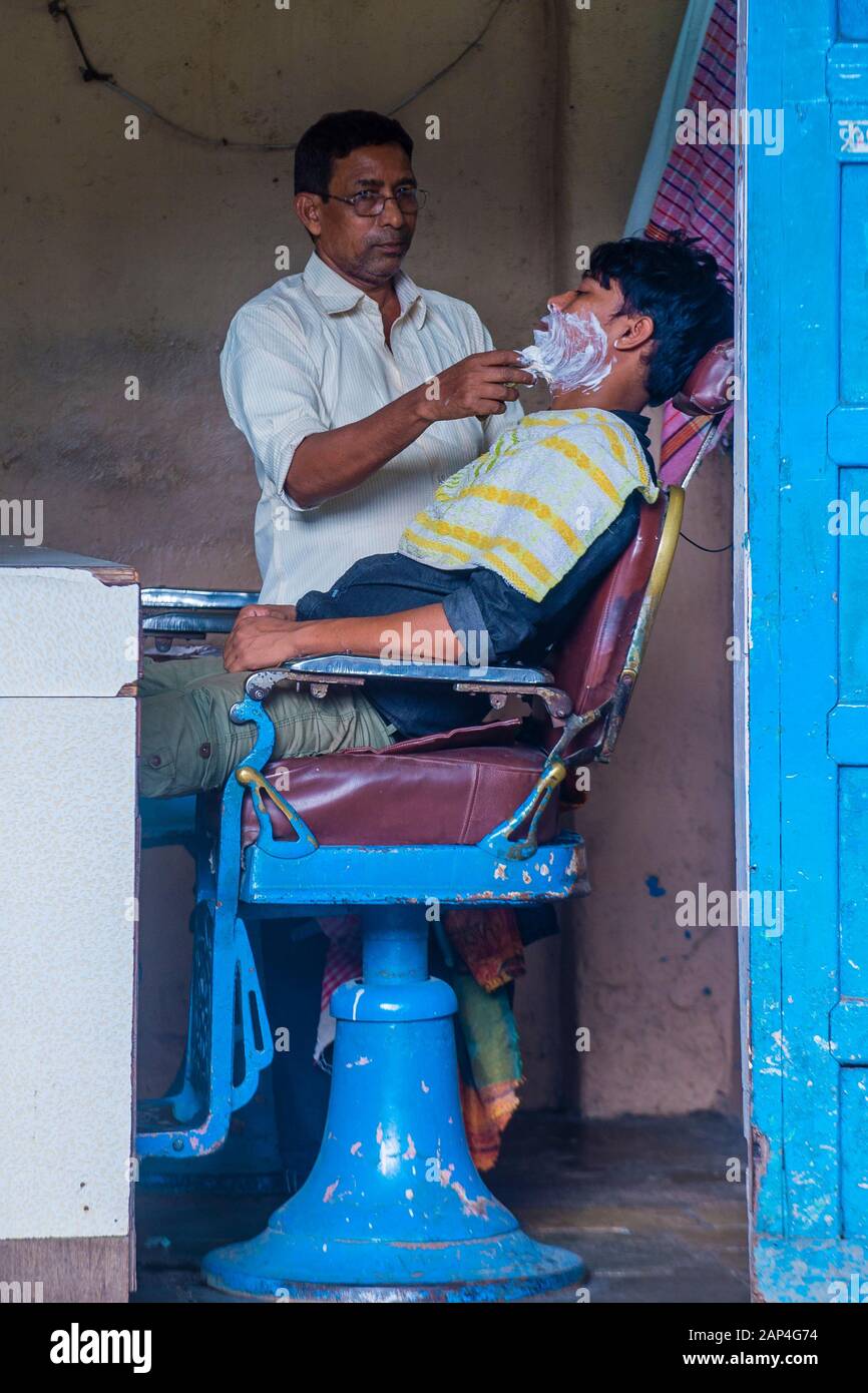 Indian people in Dharavi neighborhood in Mumbai , India Stock Photo