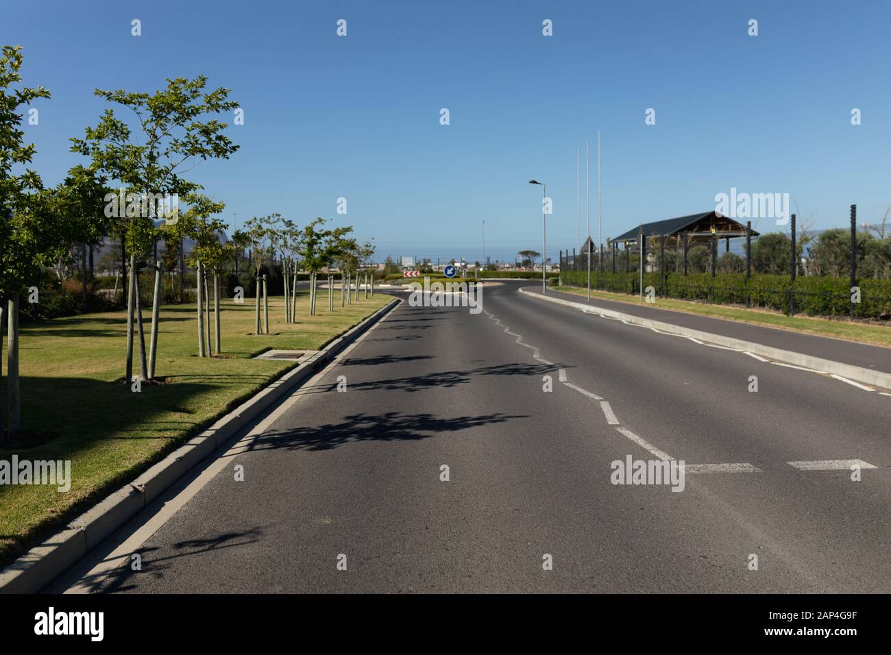 Empty two-way asphalt road Stock Photo