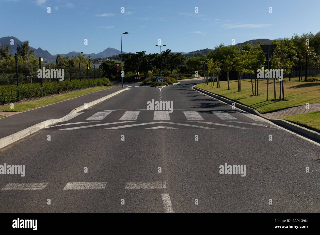 Empty two-way asphalt road Stock Photo