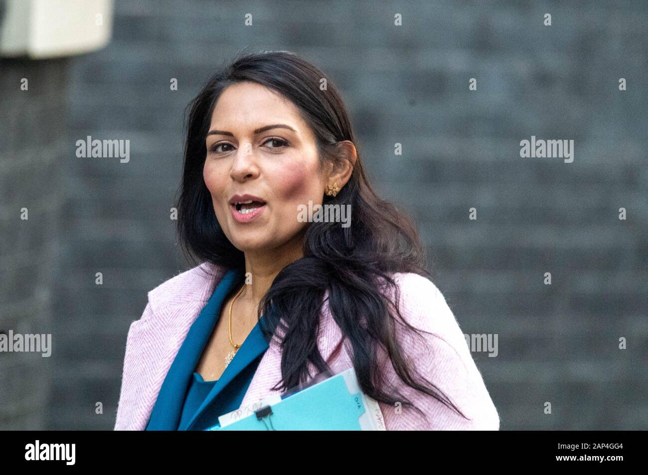 London, UK. 21st Jan, 2020. Priti Patel MP PC Home Secretary arrives at a Cabinet meeting at 10 Downing Street, London Credit: Ian Davidson/Alamy Live News Stock Photo