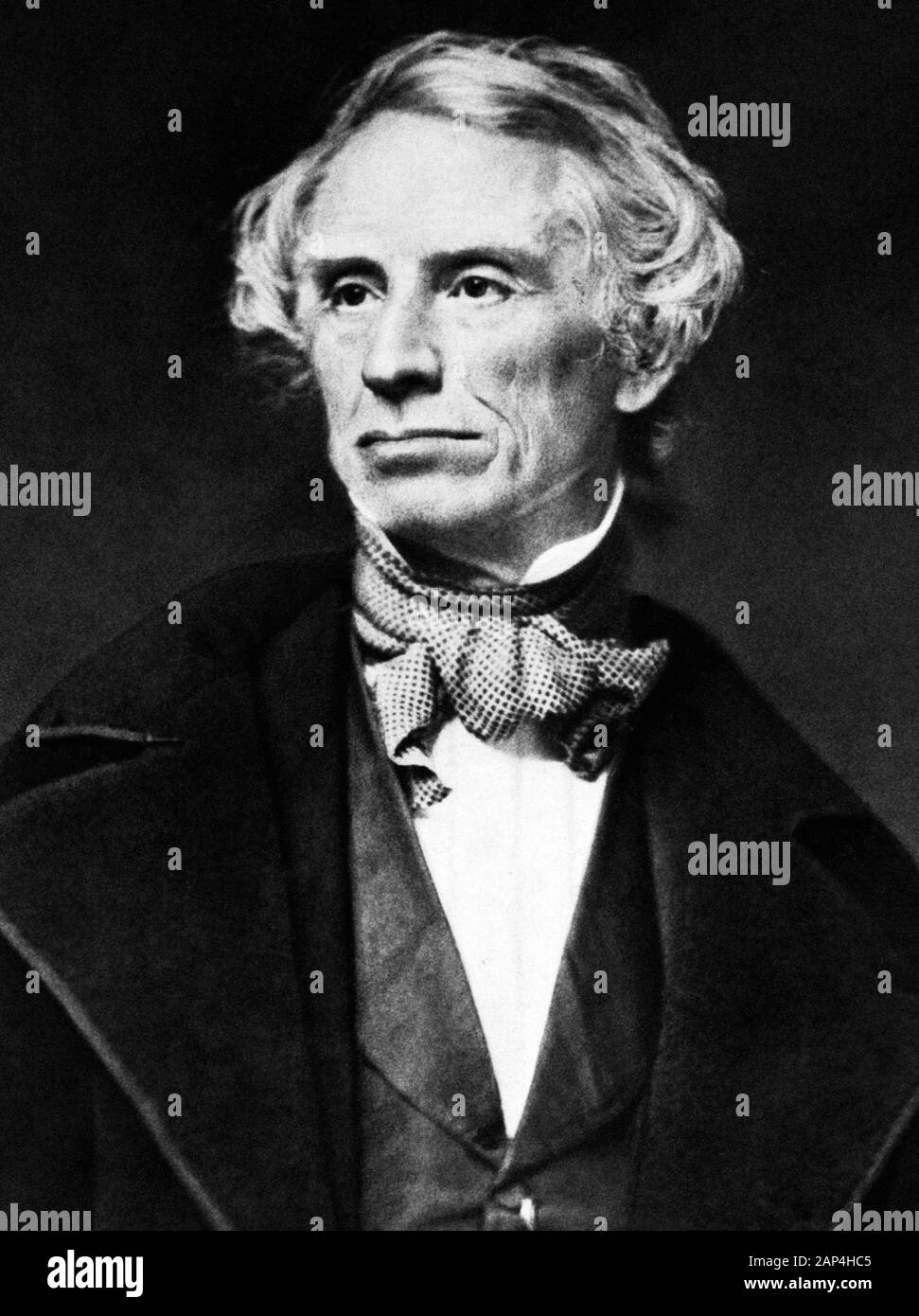 Vintage portrait photo of American painter and inventor Samuel F B Morse (1791 – 1872) – a pioneer in the development of the electric telegraph and co-creator of Morse Code. Photo circa 1855 by Mathew B Brady. Stock Photo