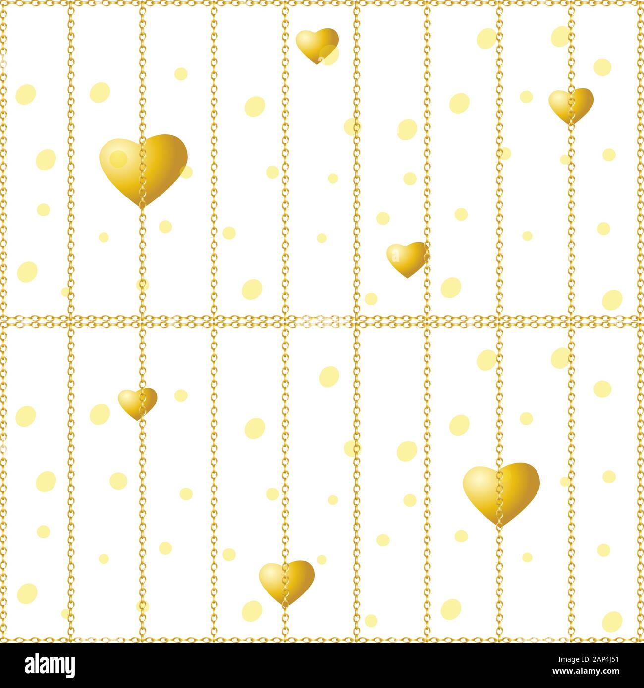 Golden hearts on a white background. Vector seamless texture for ...