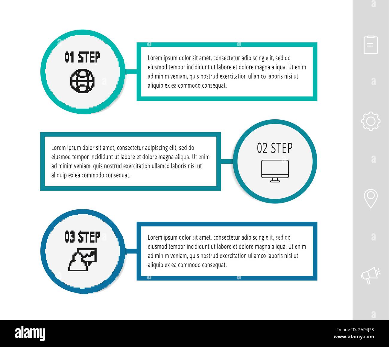 Vector flat template circle infographics. Business concept with 3 ...