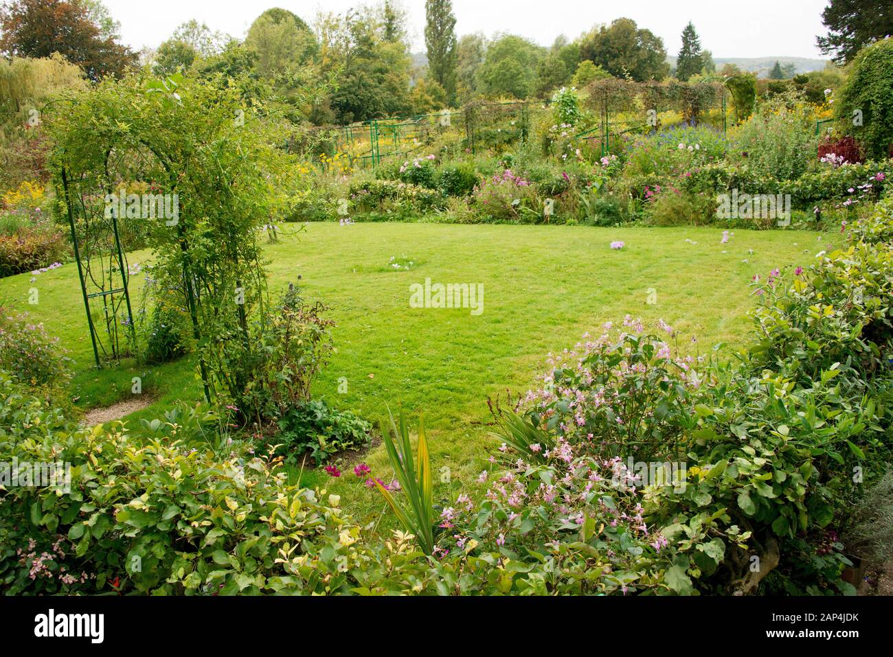 Monet Gardens Giverny Normandy France In Autumn Grassed Area And