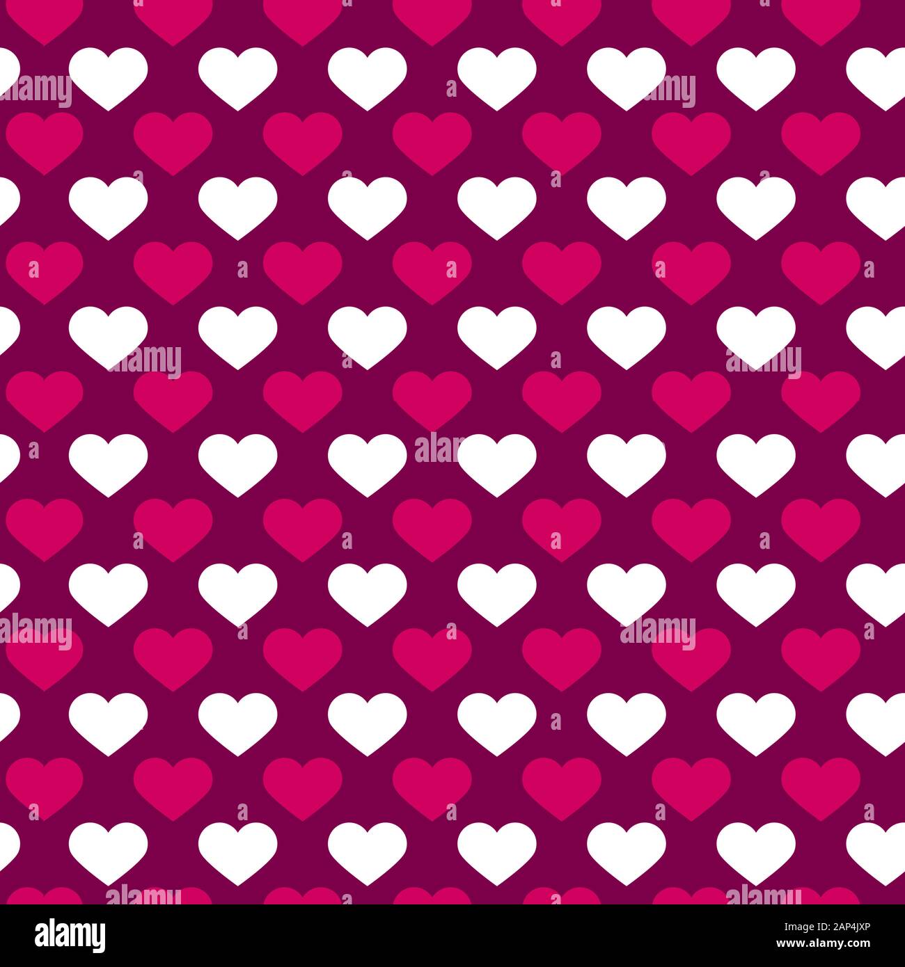 Seamless patterns with pink and white hearts, polka dot. Seamless background with hearts. Valentine's Day. Gift wrap, print, cloth, cute background fo Stock Photo