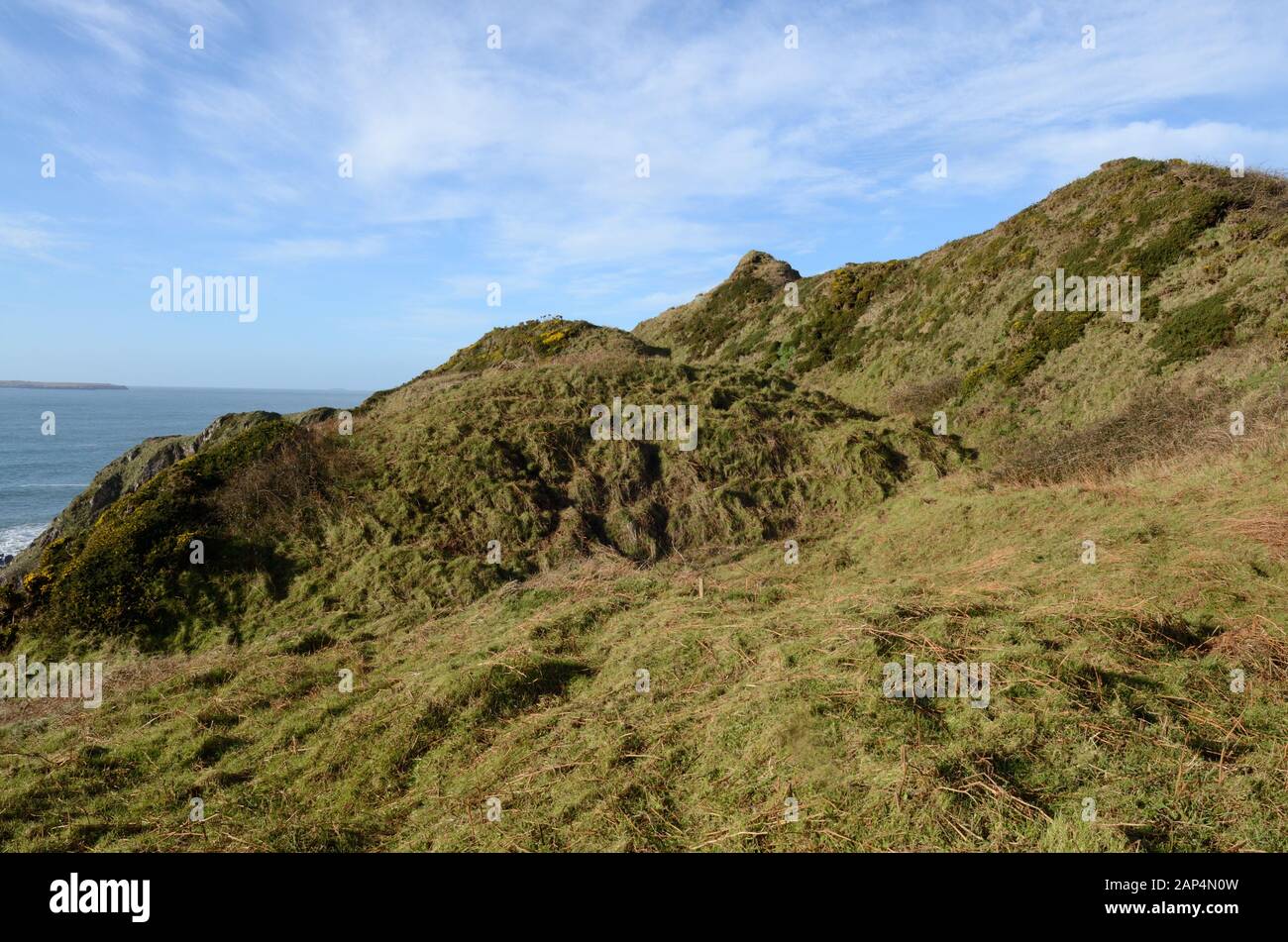 Great Castle Head Promontory Fort early to middle Iron Age Pembrokeshire coastal fort Dale Wales Cymru UK Stock Photo