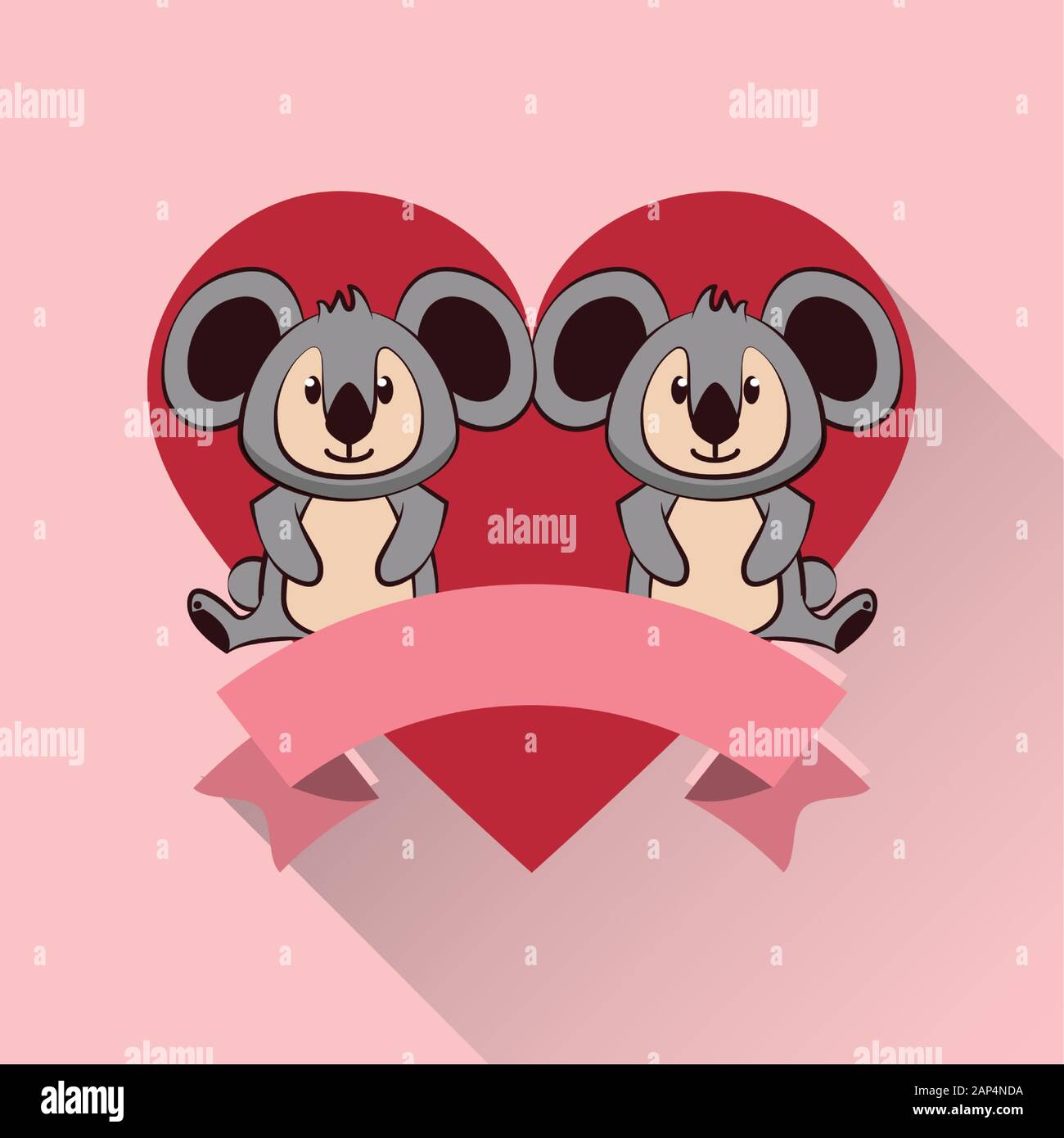 happy valentines day card with cute koalas couple Stock Vector Image