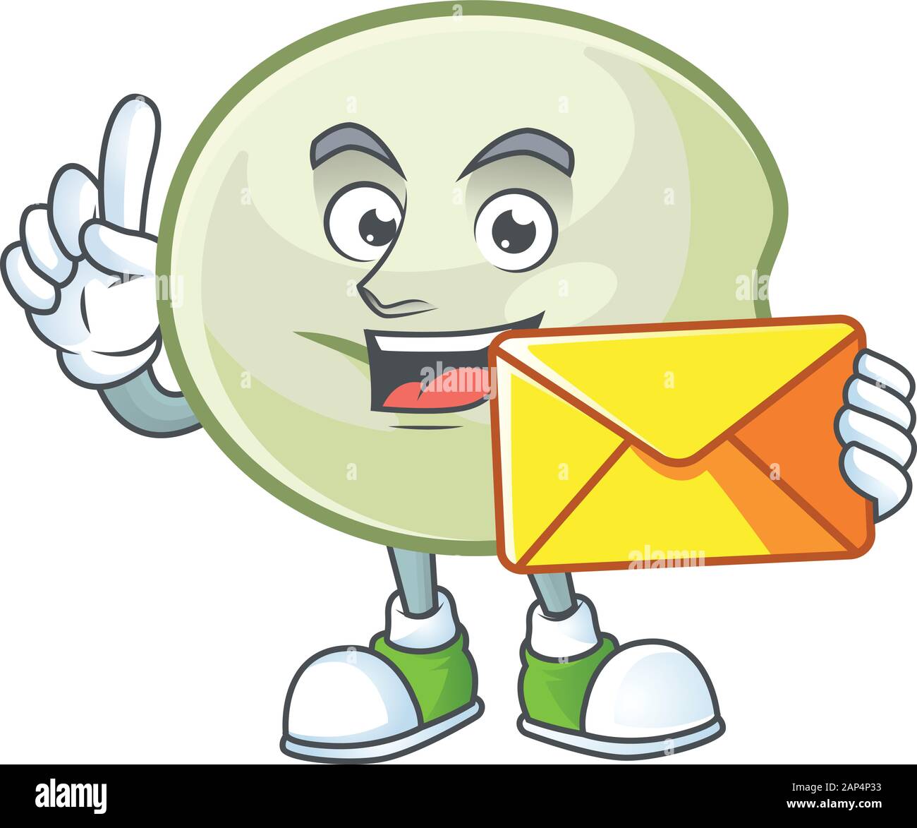Cheerfully green hoppang mascot design with envelope Stock Vector Image ...