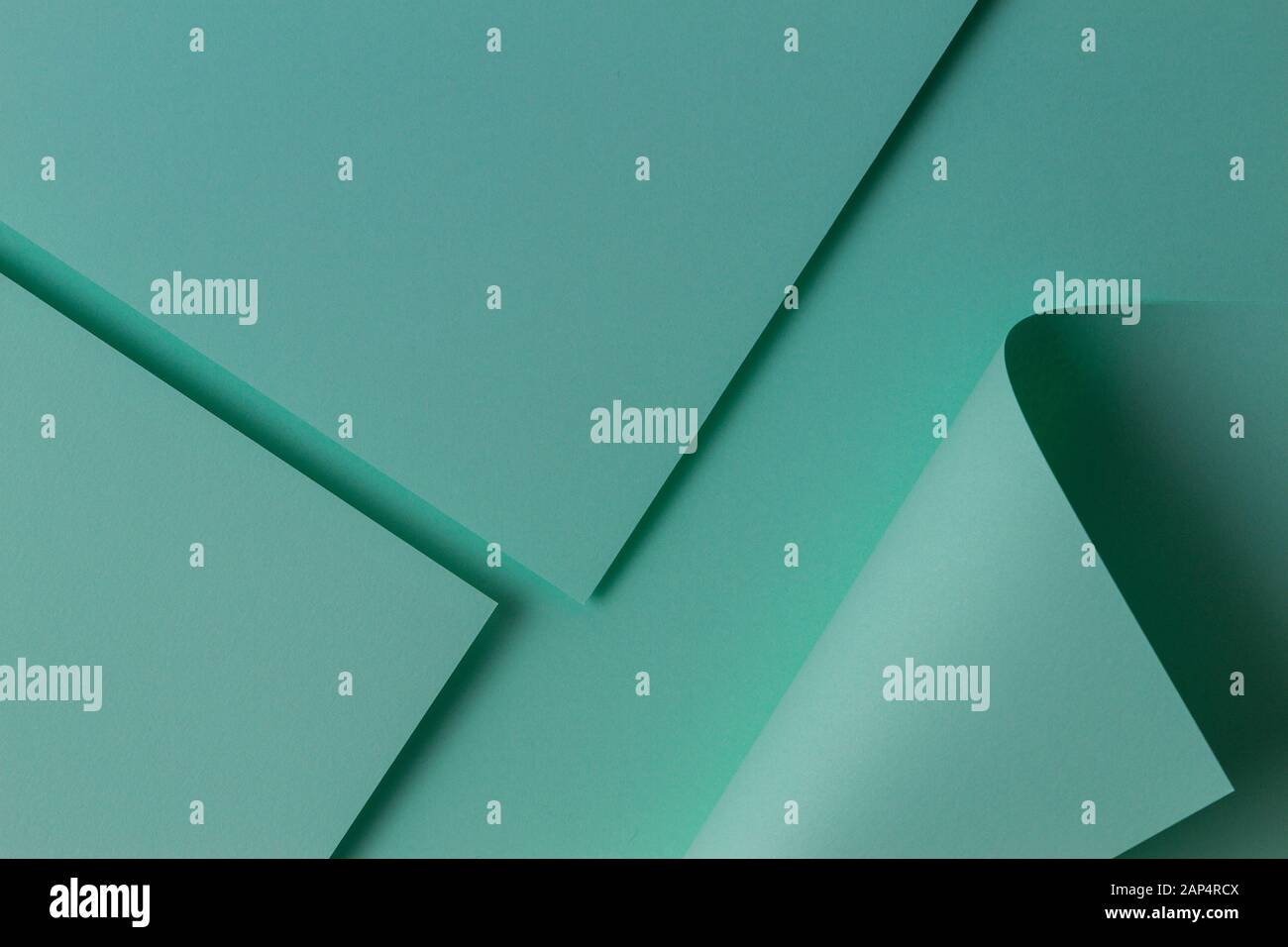 Abstract geometric shape light green color paper background Stock Photo