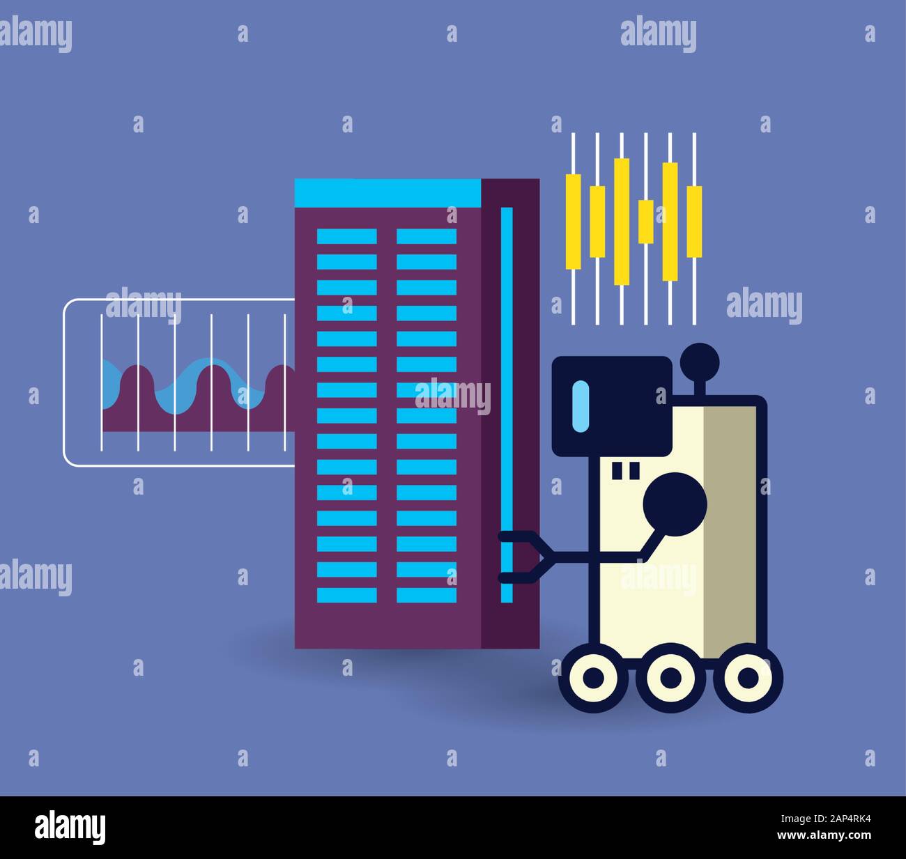 robotic hand with wheels and data center icons Stock Vector Image & Art ...