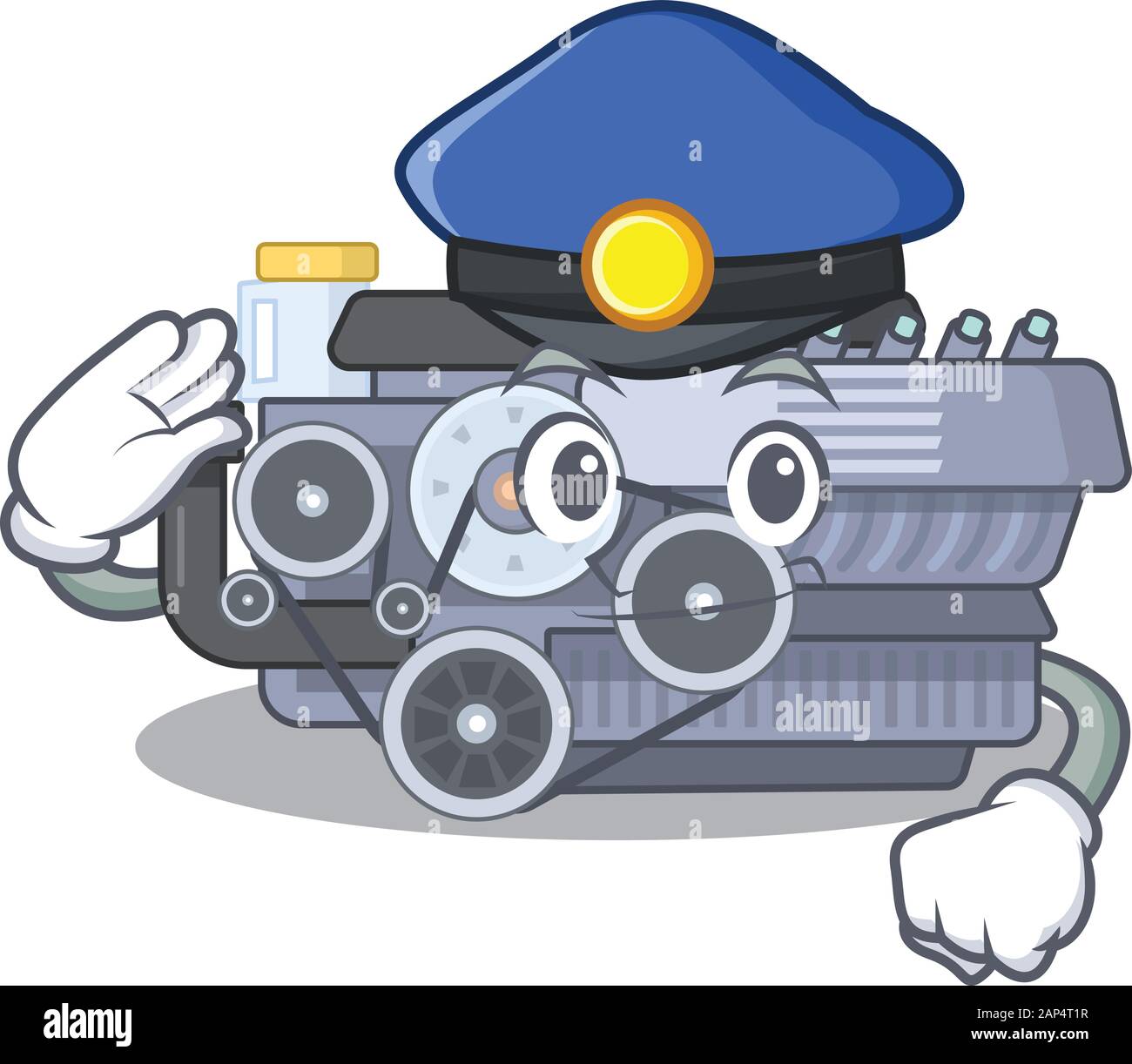 Combustion engine Cartoon mascot performed as a Police officer Stock ...