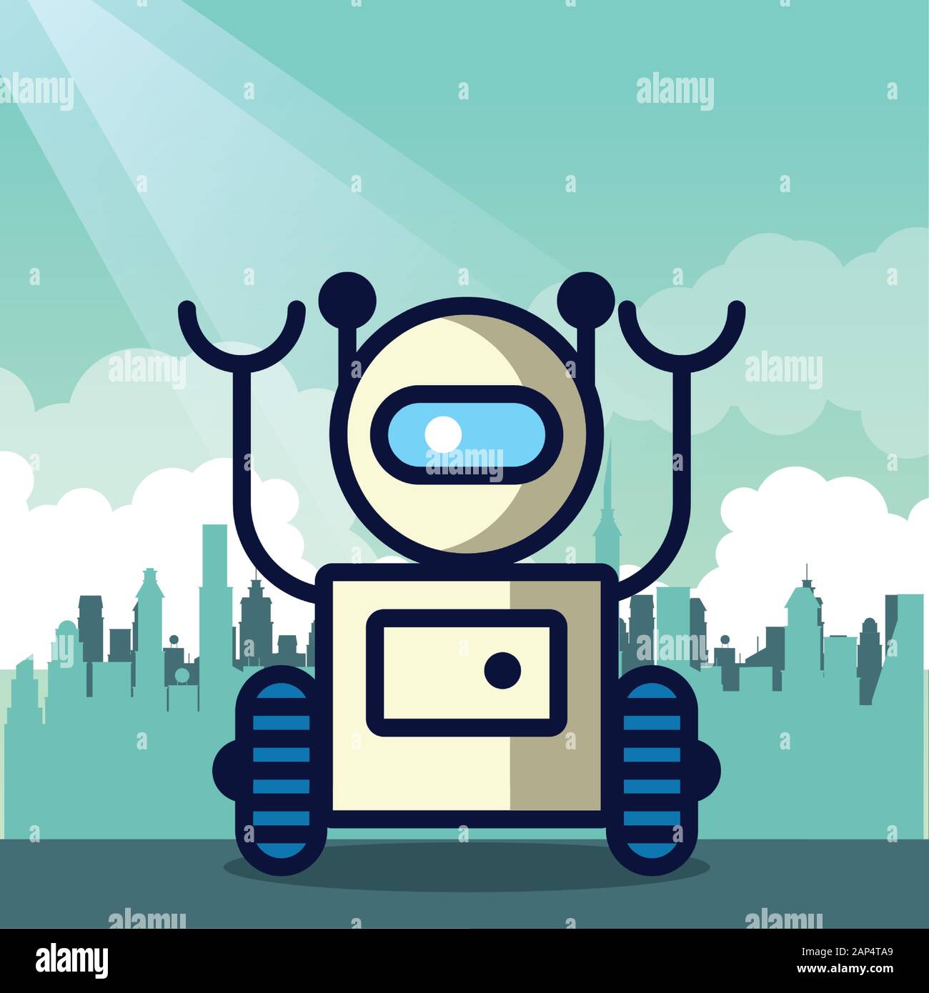 robot with wheel technology icon Stock Vector Image & Art - Alamy