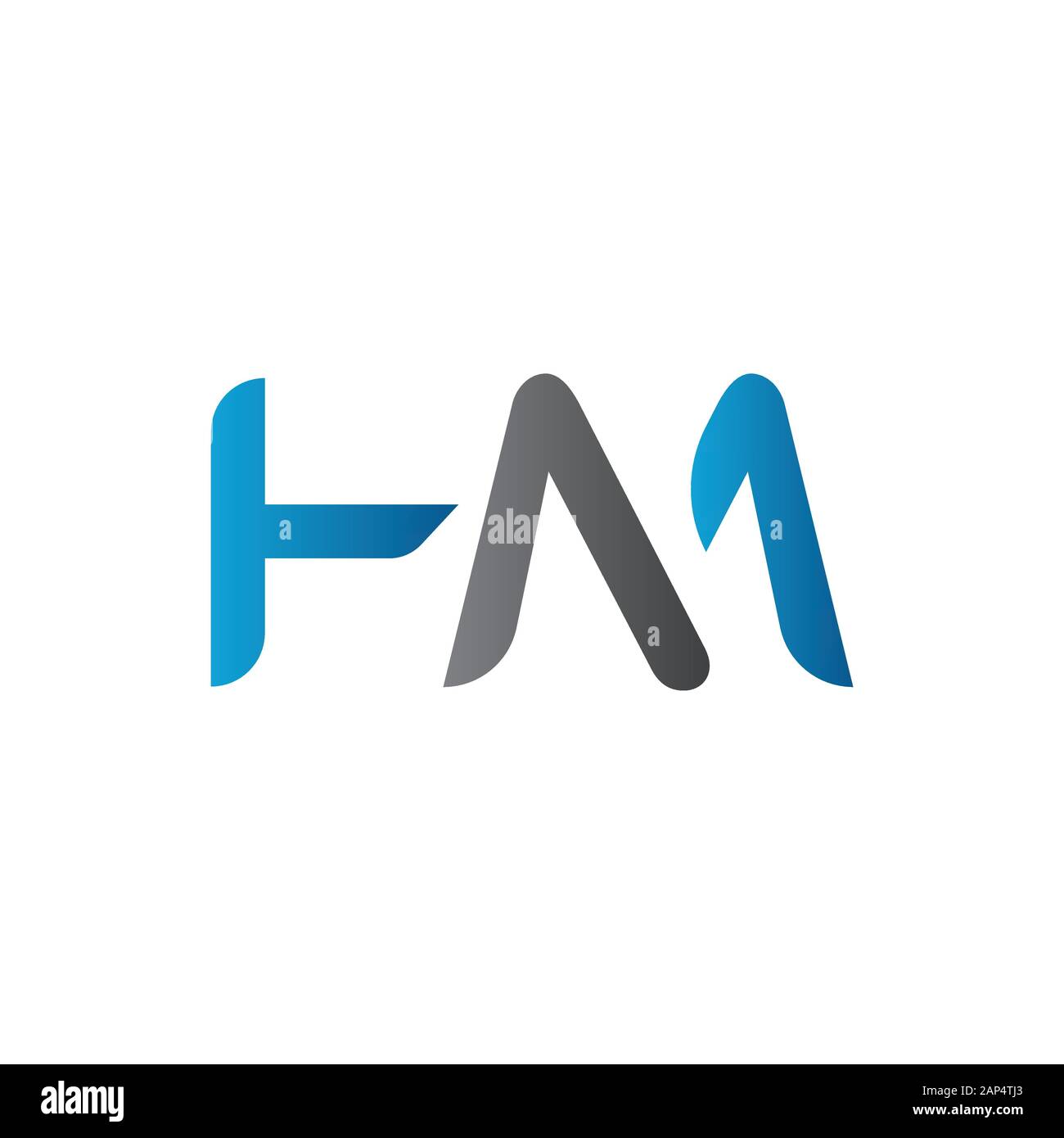 letter HM Logo Design Vector Template. Initial Linked Letter HM Vector Illustration Stock Vector