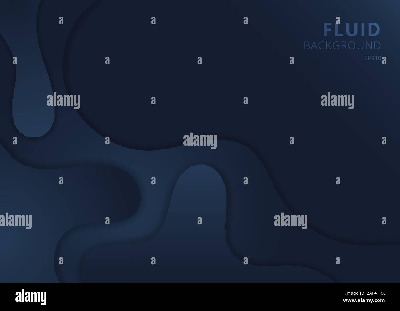 Abstract fluid wave shape dark blue background paper cut style with ...
