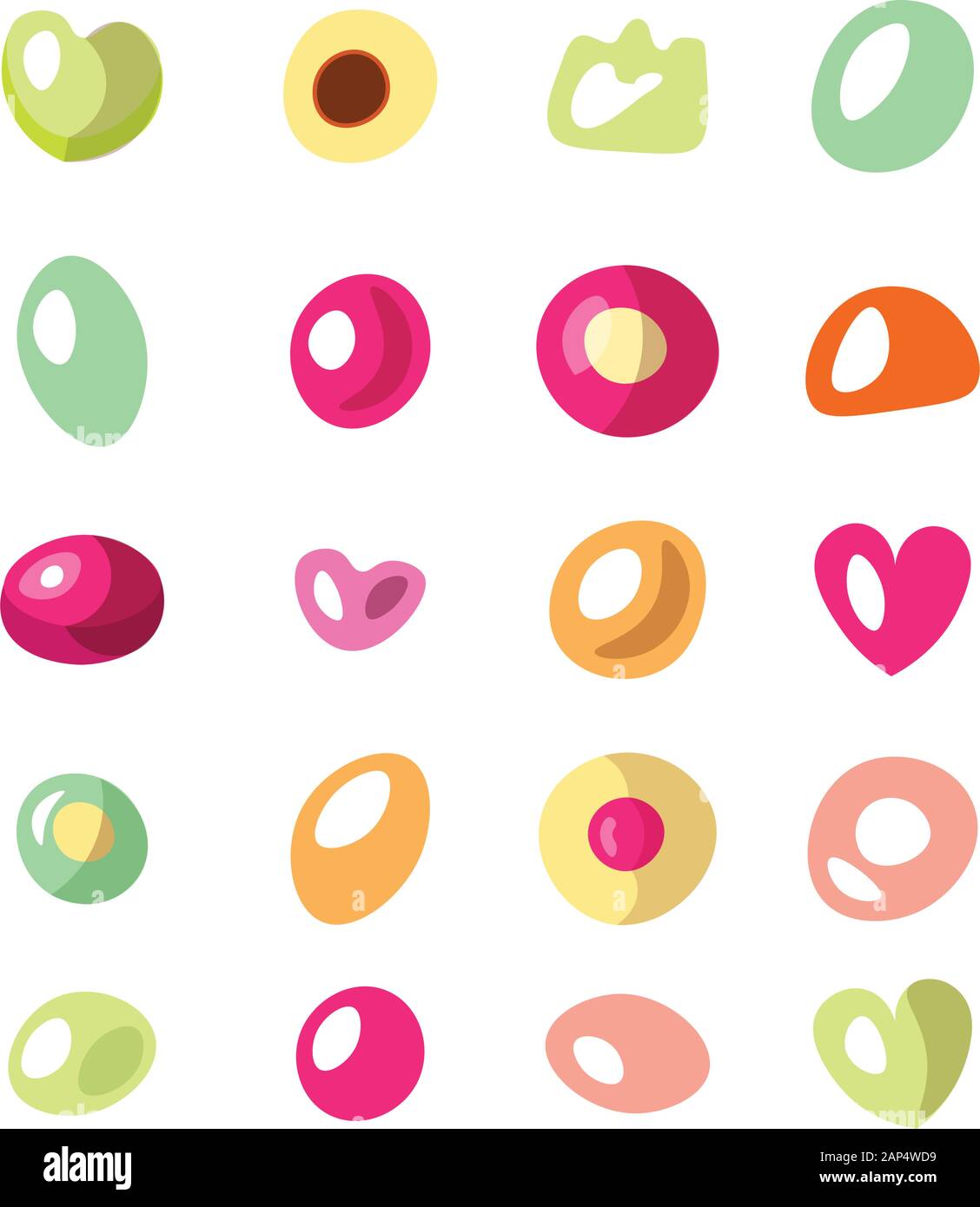 Cute cartoon vector illustration of marmalade and jelly beans isolated