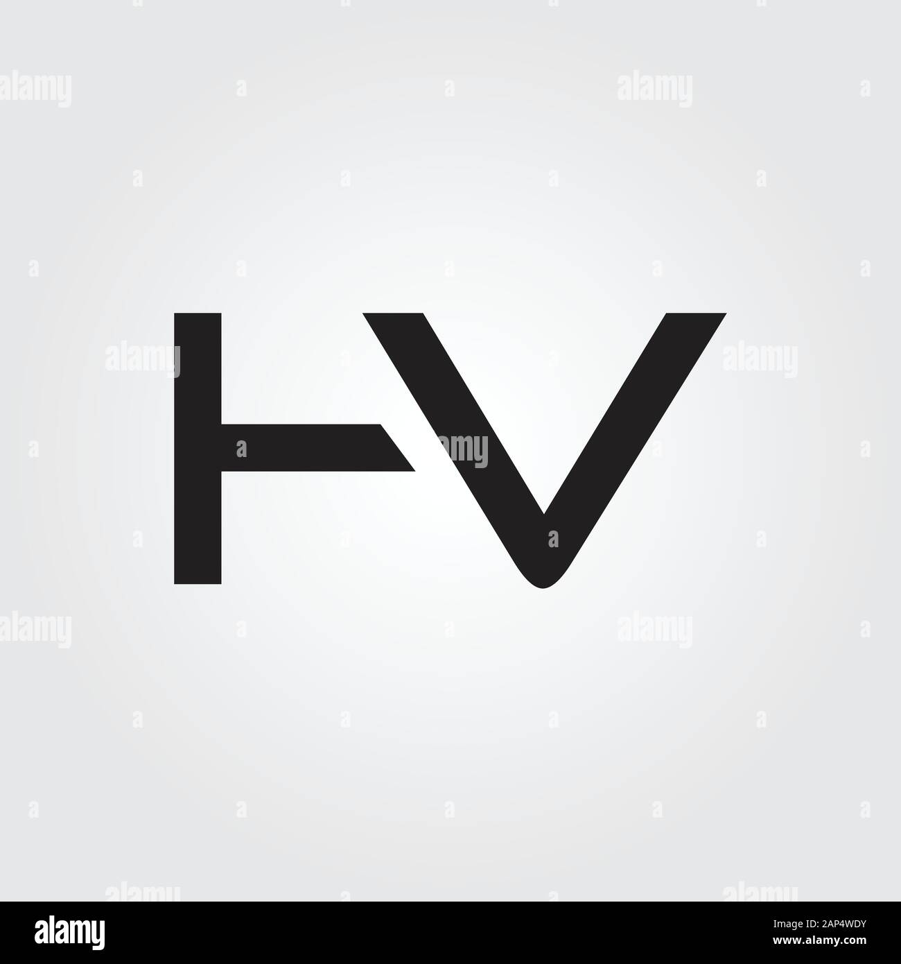 Hv logo with circle rounded negative space design Vector Image