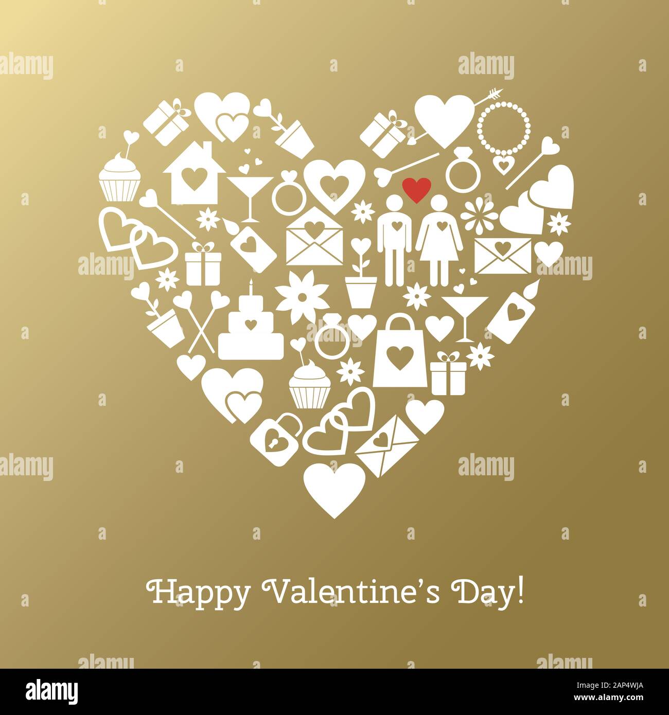 Valentines Day greeting card on gold background Stock Vector Image ...