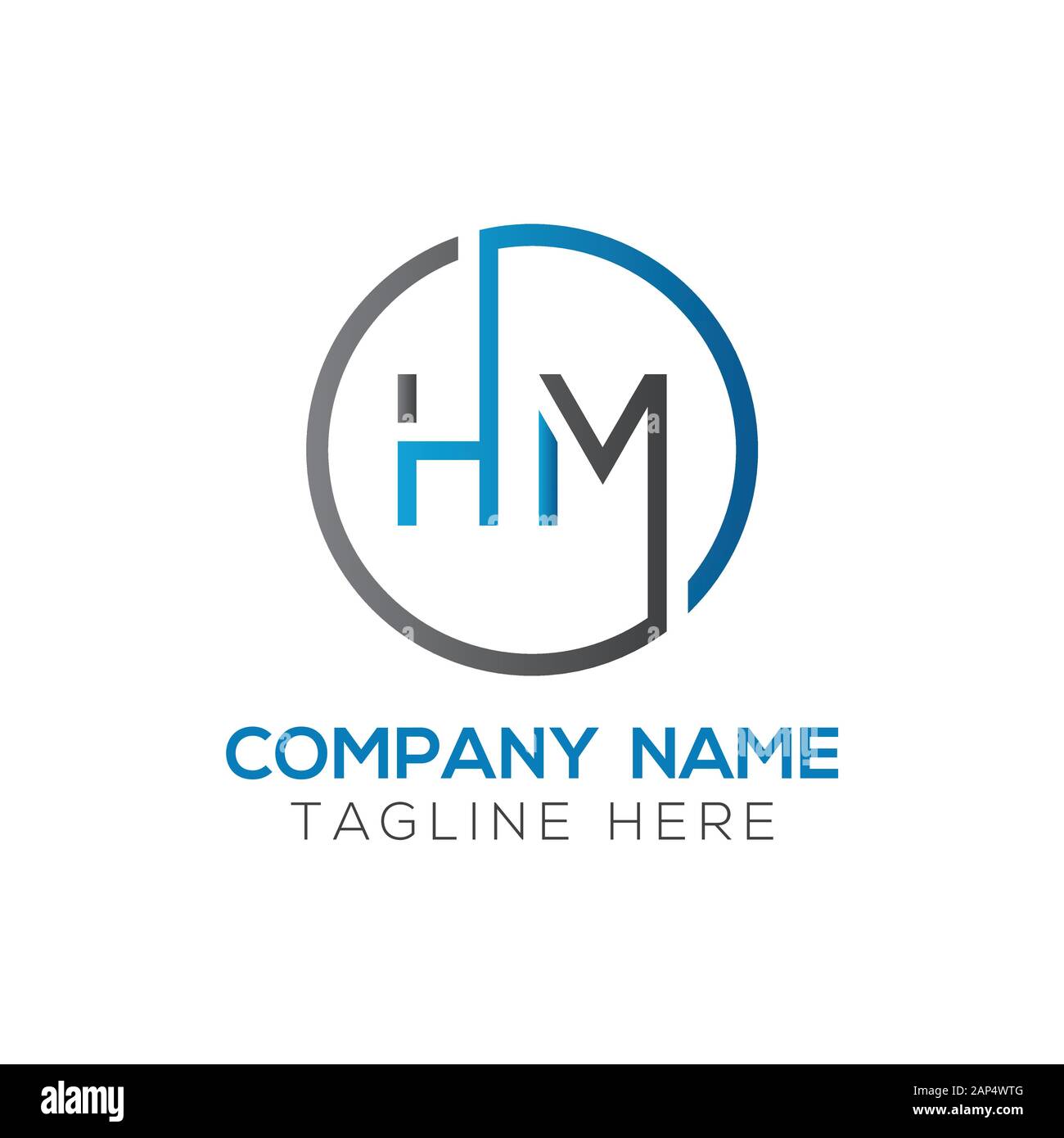 letter HM Logo Design Vector Template. Initial Linked Letter HM Vector Illustration Stock Vector