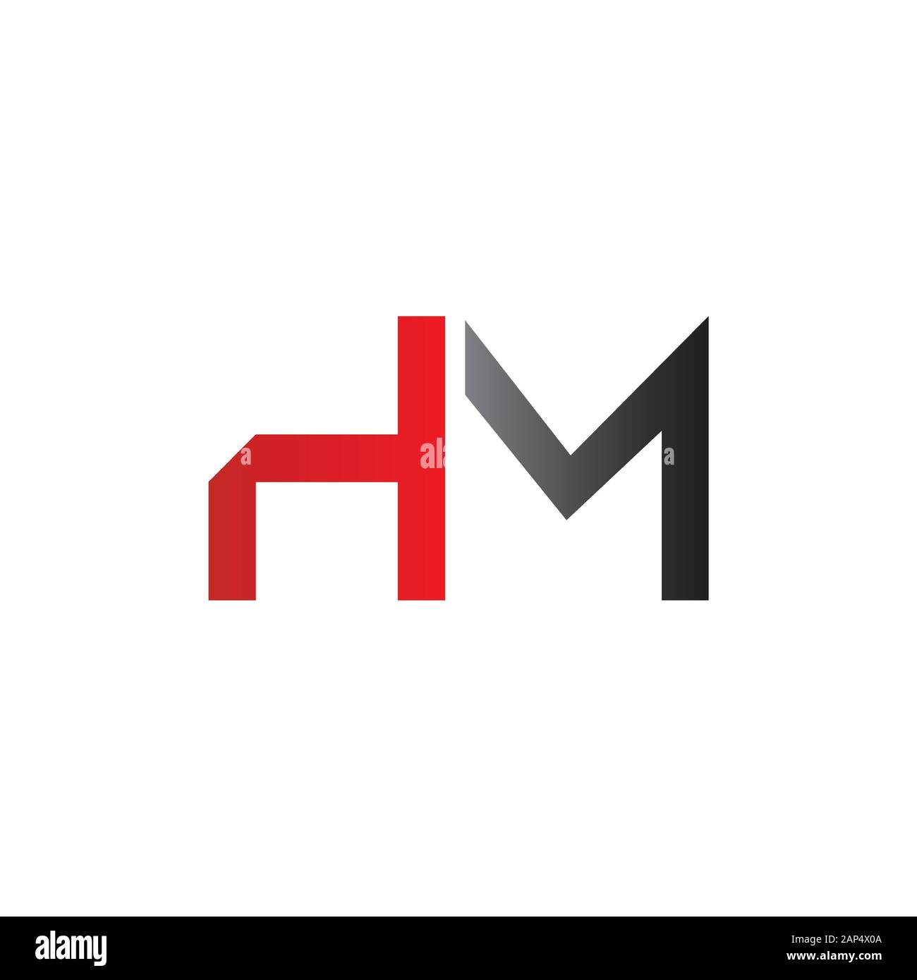 letter HM Logo Design Vector Template. Initial Linked Letter HM Vector Illustration Stock Vector