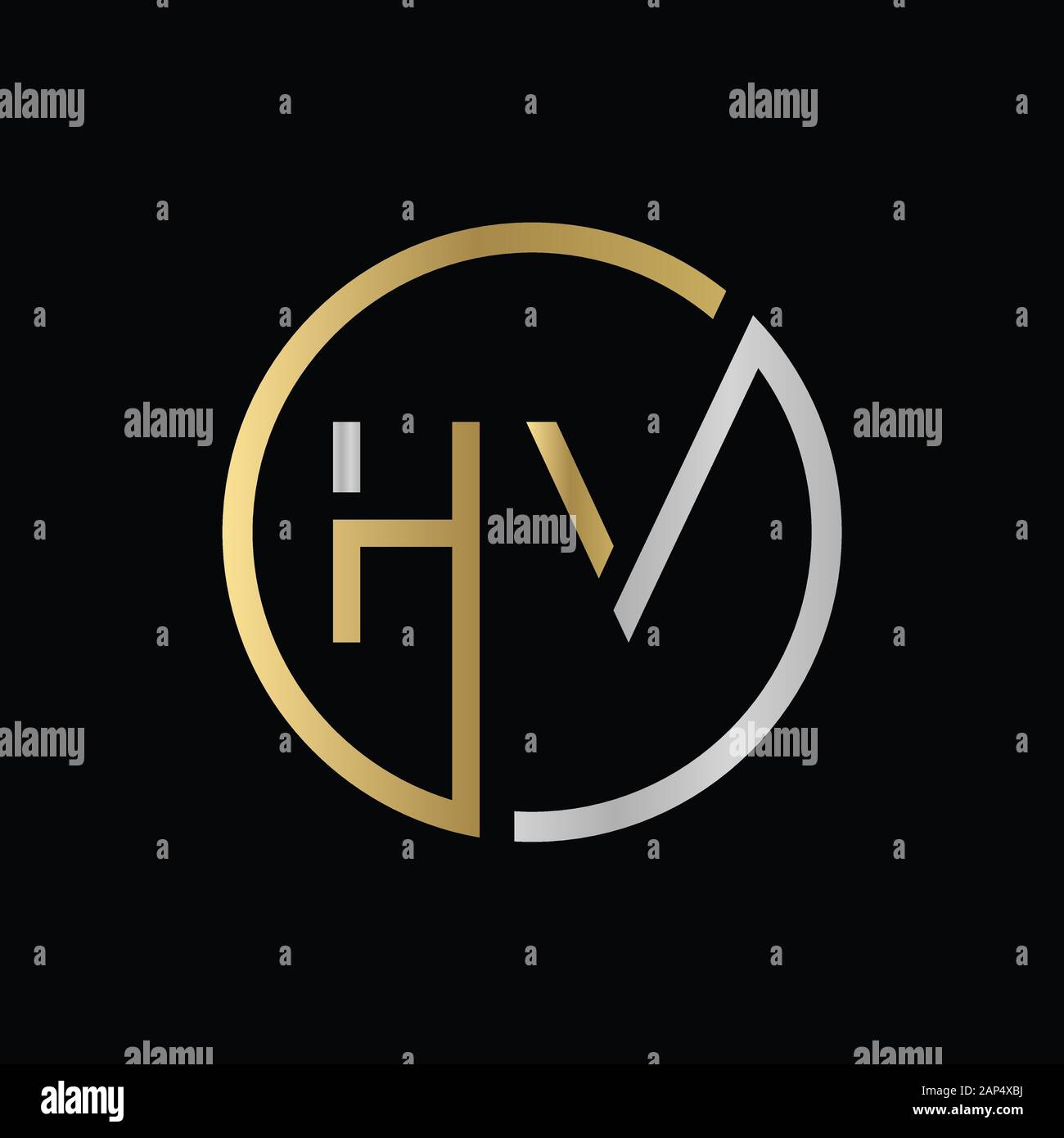 letter HV Logo Design Vector Template. Initial Linked Letter HV Vector Illustration Stock Vector