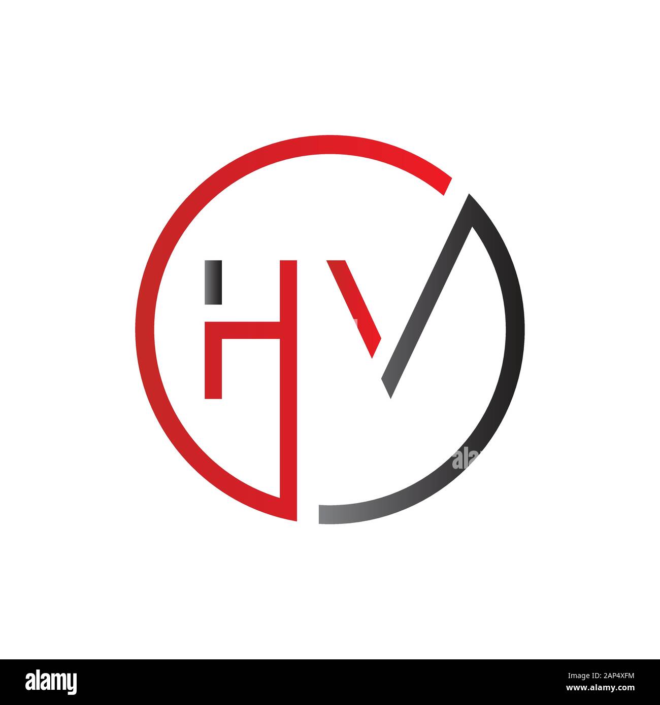 letter HV Logo Design Vector Template. Initial Linked Letter HV Vector Illustration Stock Vector