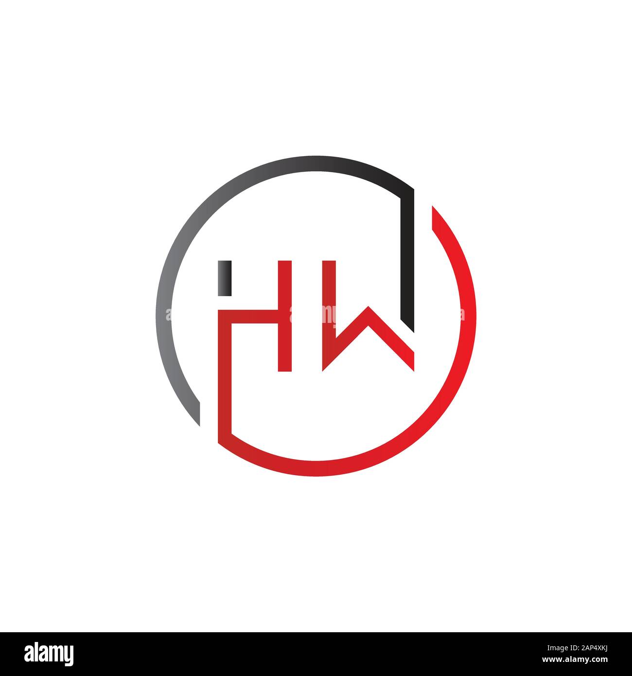 letter HW Logo Design Vector Template. Initial Linked Letter HW Vector Illustration Stock Vector