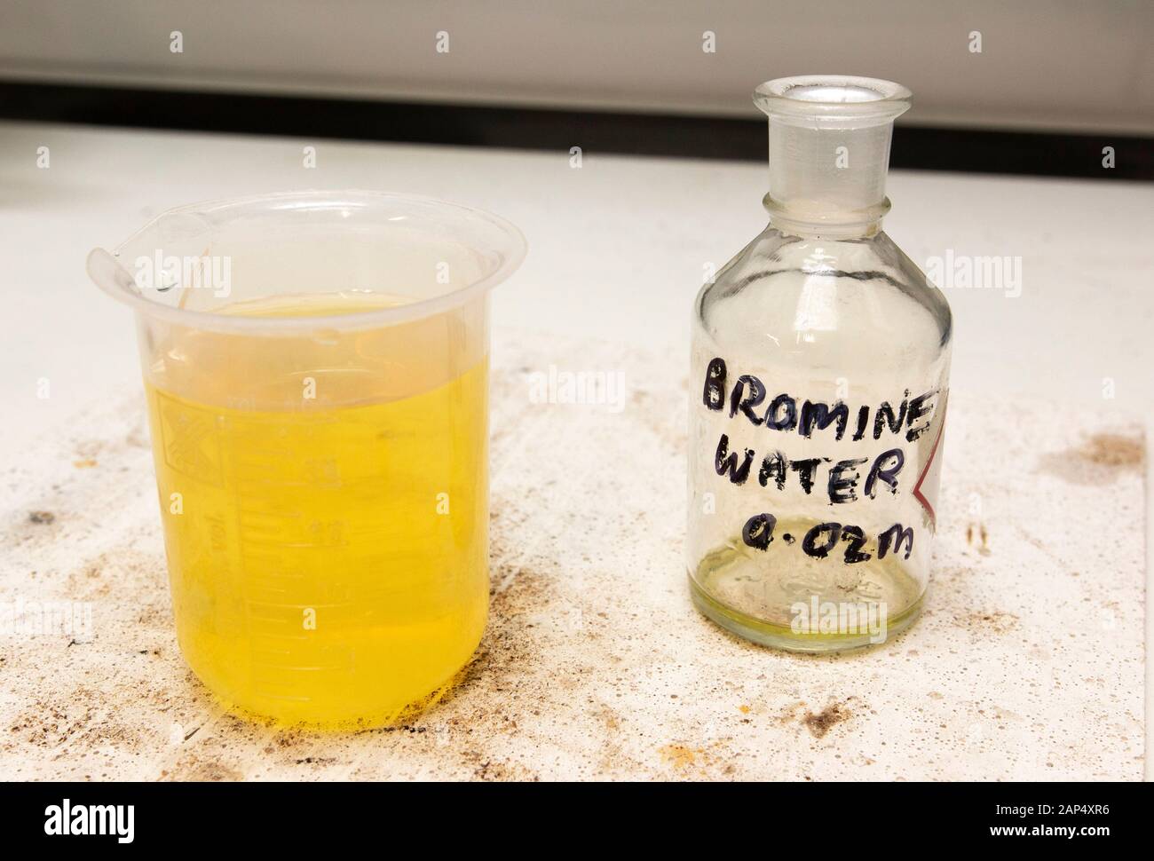 Making Bromine water in a school prep room, UK Stock Photo