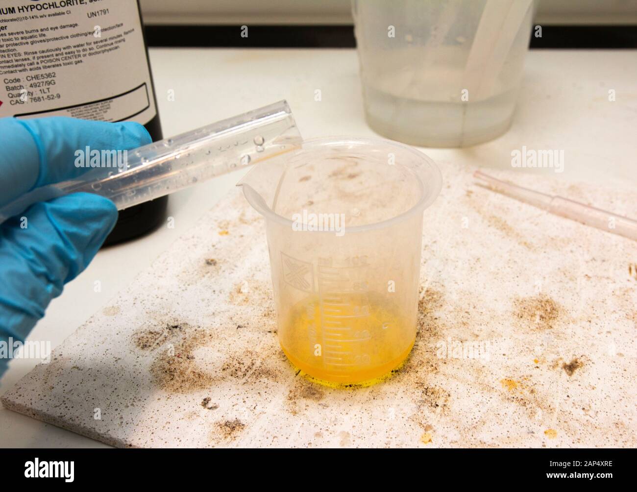 Making Bromine water in a school prep room, UK Stock Photo