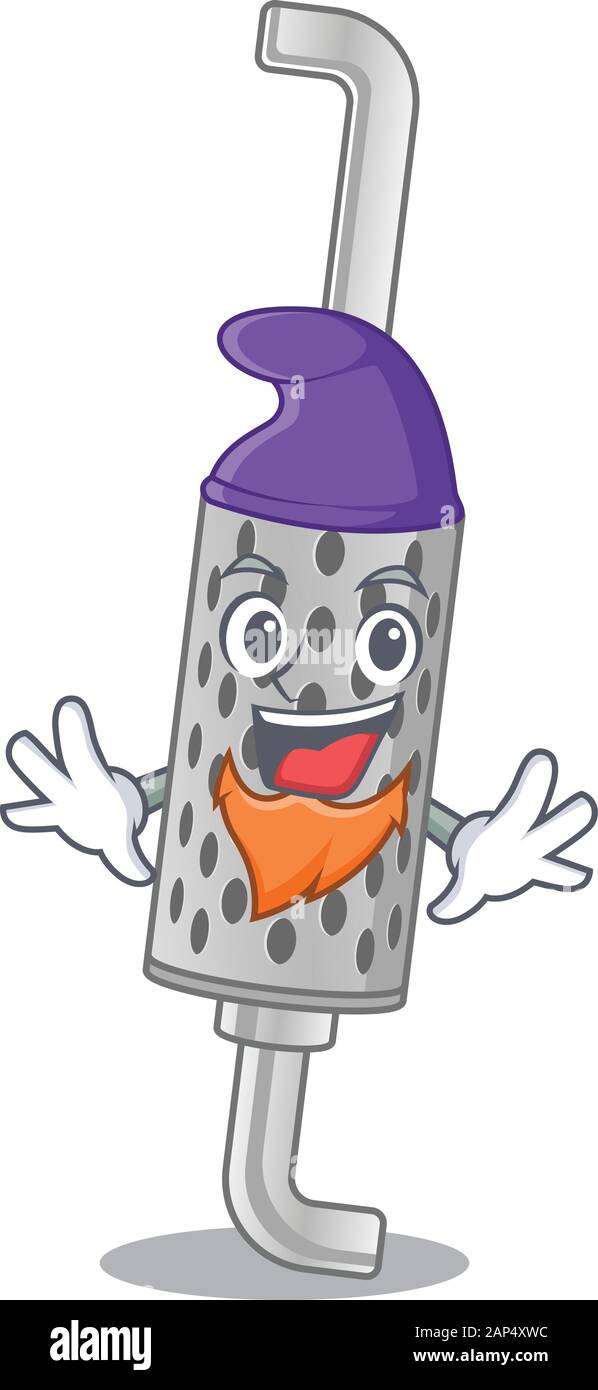 Funny exhaust pipe cartoon mascot performed as an Elf Stock Vector