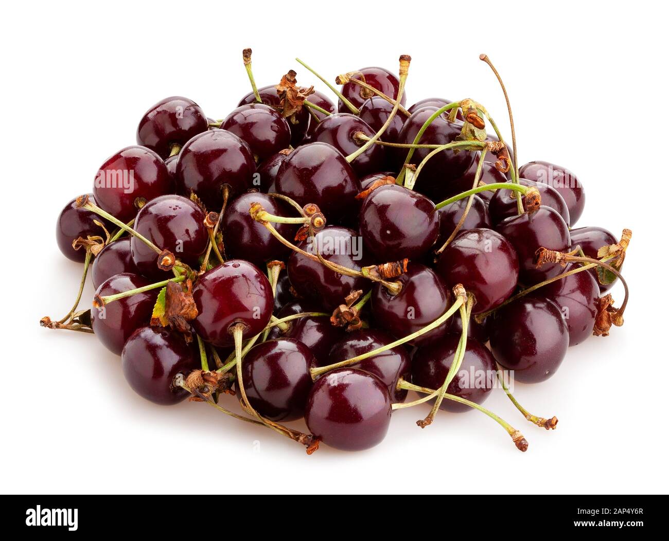 red cherry path isolated on white Stock Photo