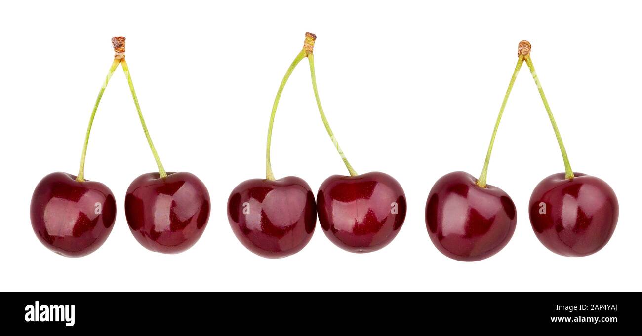 red cherry path isolated on white Stock Photo