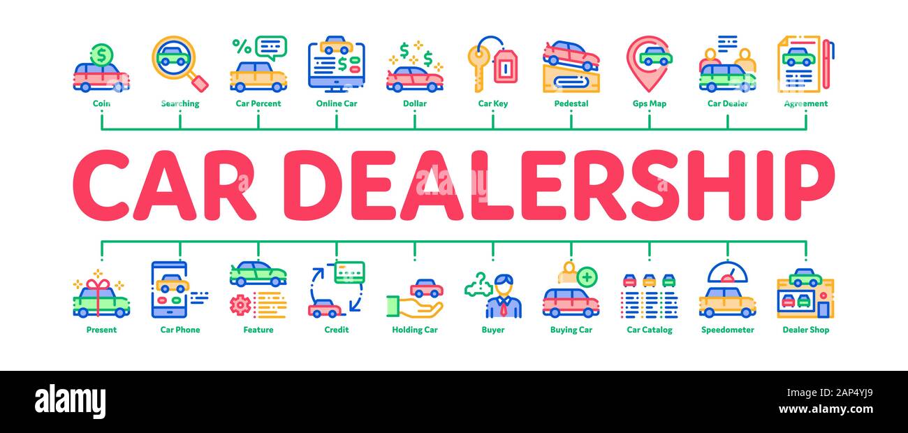 Car Dealership Shop Minimal Infographic Banner Vector Stock Vector